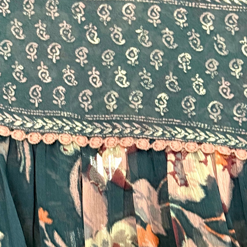 Knox Rose Peasant Bohemian Floral Sheer Top Large - Picture 4 of 8